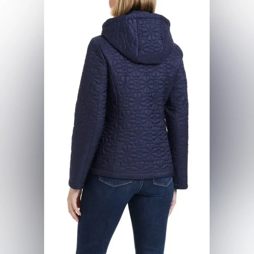 Kate Spade New York Flower Quilted Jacket Planetary Navy Womens Size XL NWT - Picture 2 of 16